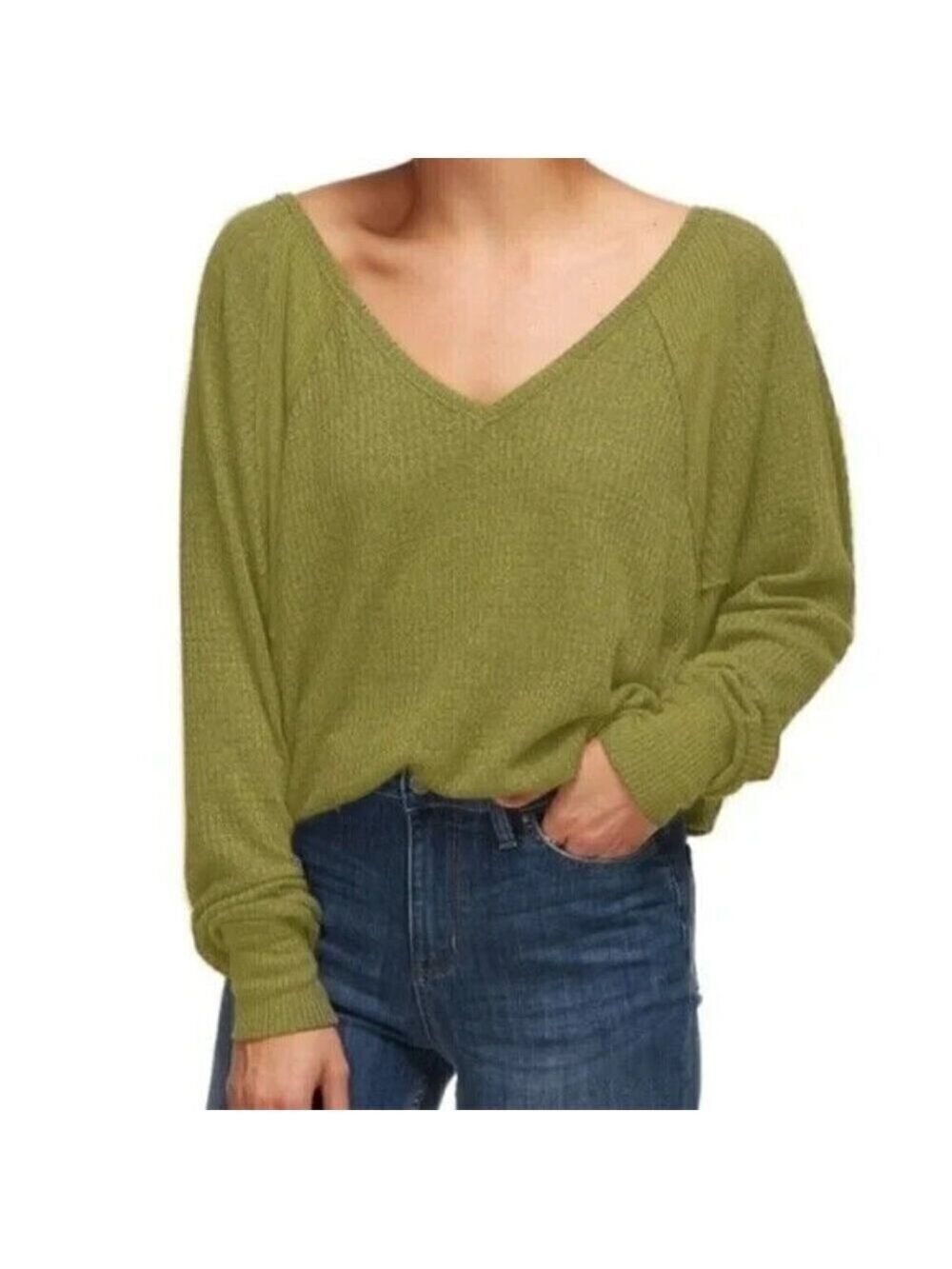 Free people BNWT "santa clara" thermal top sz XSmall NEW green